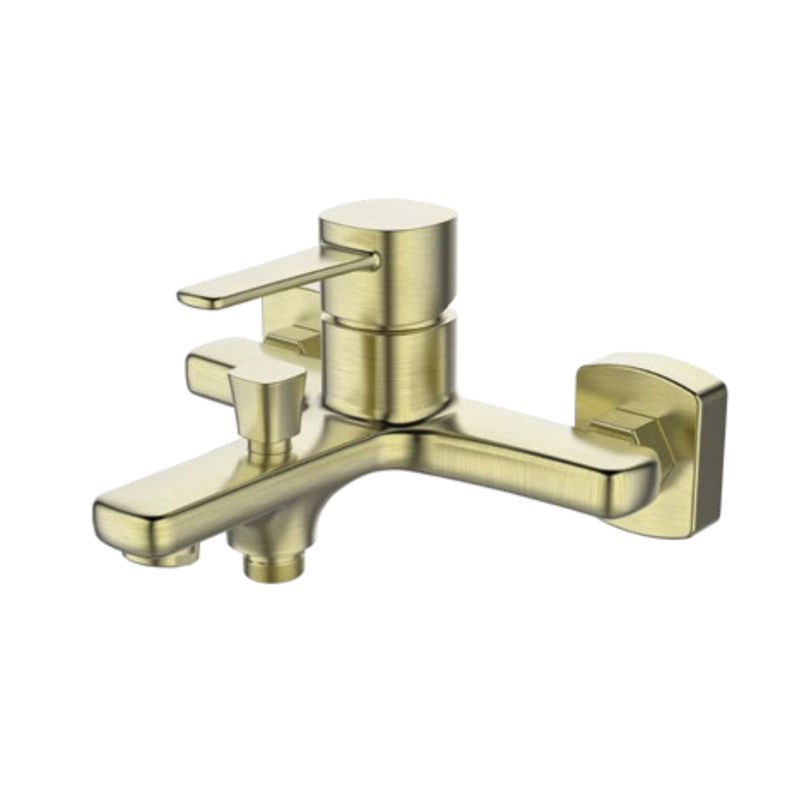 Brushed Brass Bath Mixer Set Hand Shower Hose and Bracket