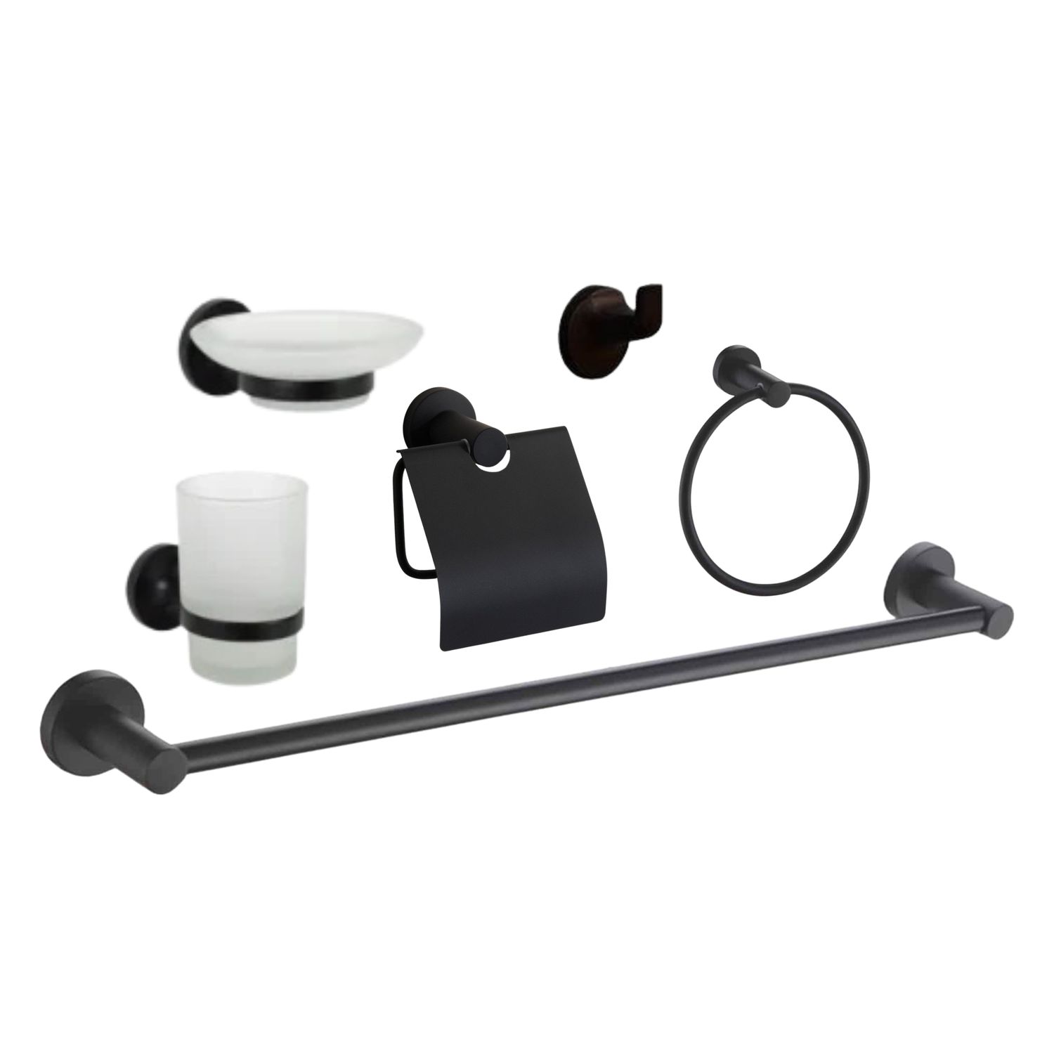 Bathroom Accessories Set 6 Piece - Black