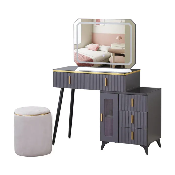 Dressing Table Set with Mirror - Grey