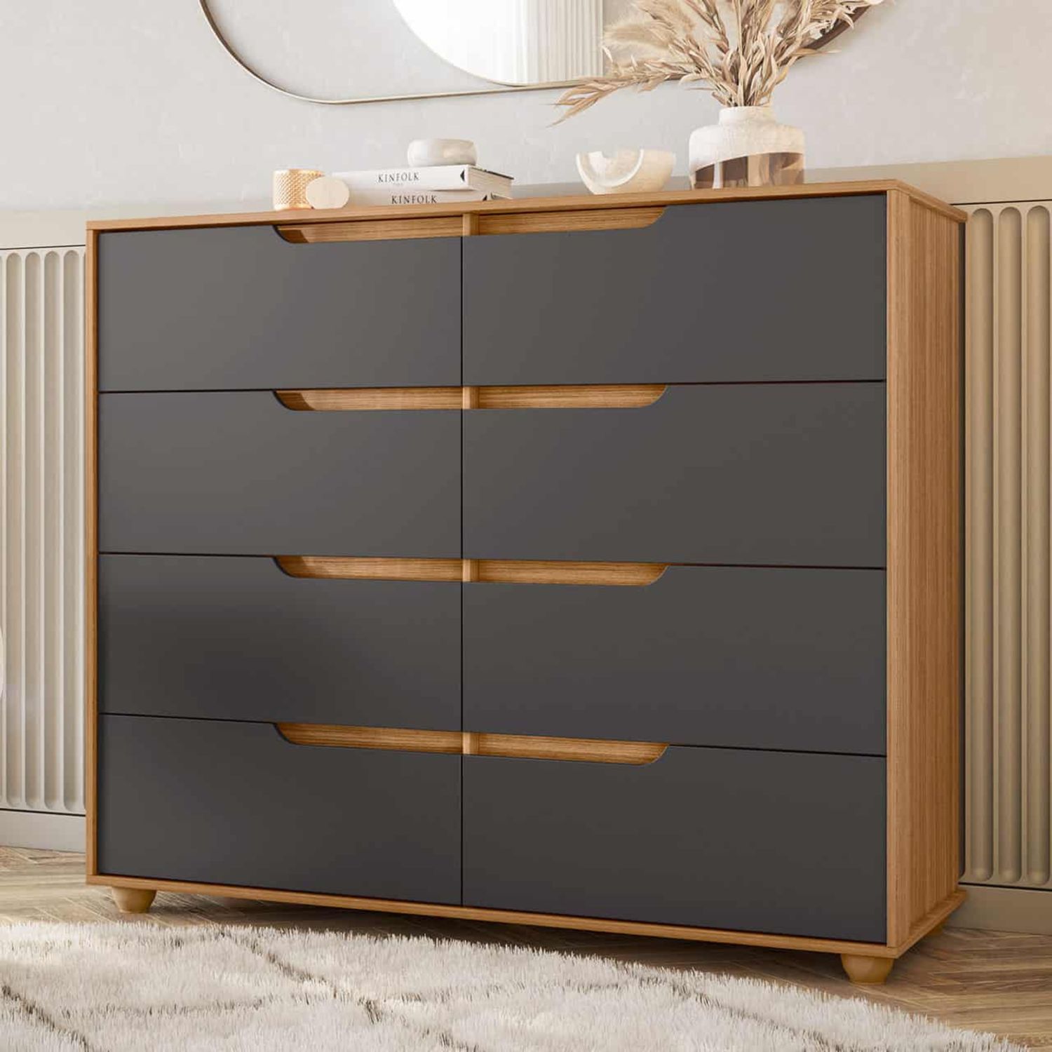 Chest of Drawers - Double - Nature/ Titanium