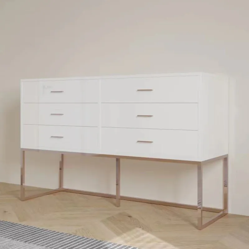 6 Drawer Chest of Drawers - White &amp; Rose Gold