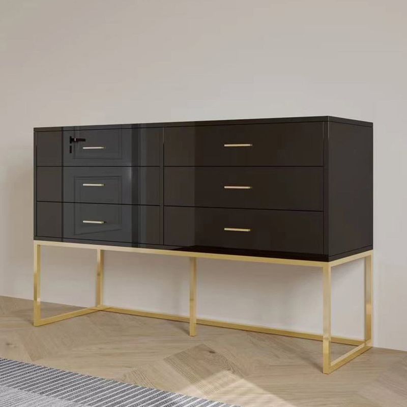 6 Drawer Chest of Drawers - Black &amp; Gold