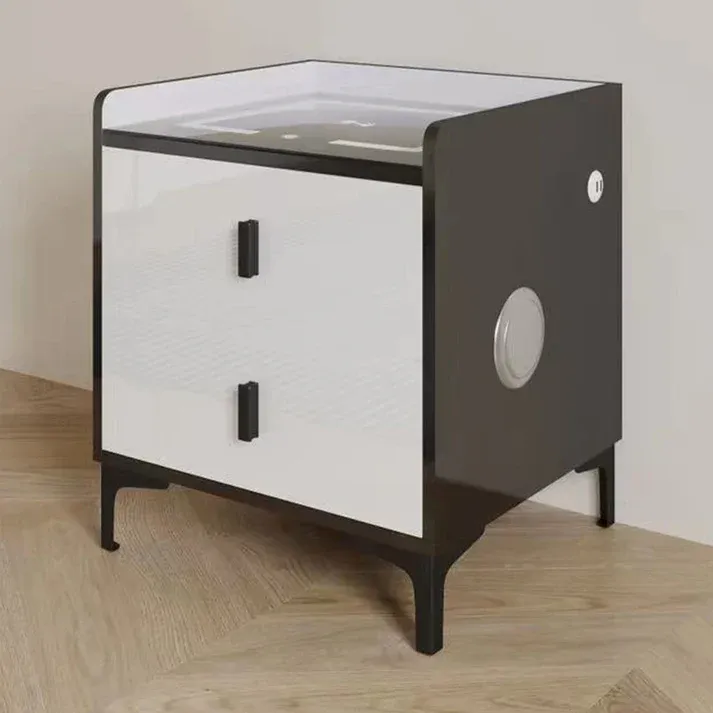 Nightstand with Bluetooth Speaker, LED Light and Wireless Charger