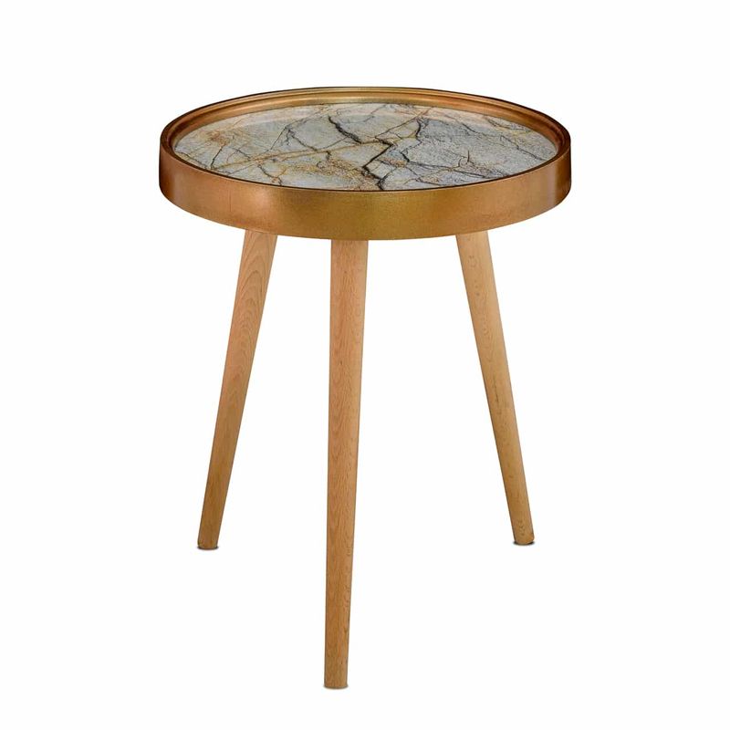 Coffee Table – Bronze Edge/Cream Marble - Small