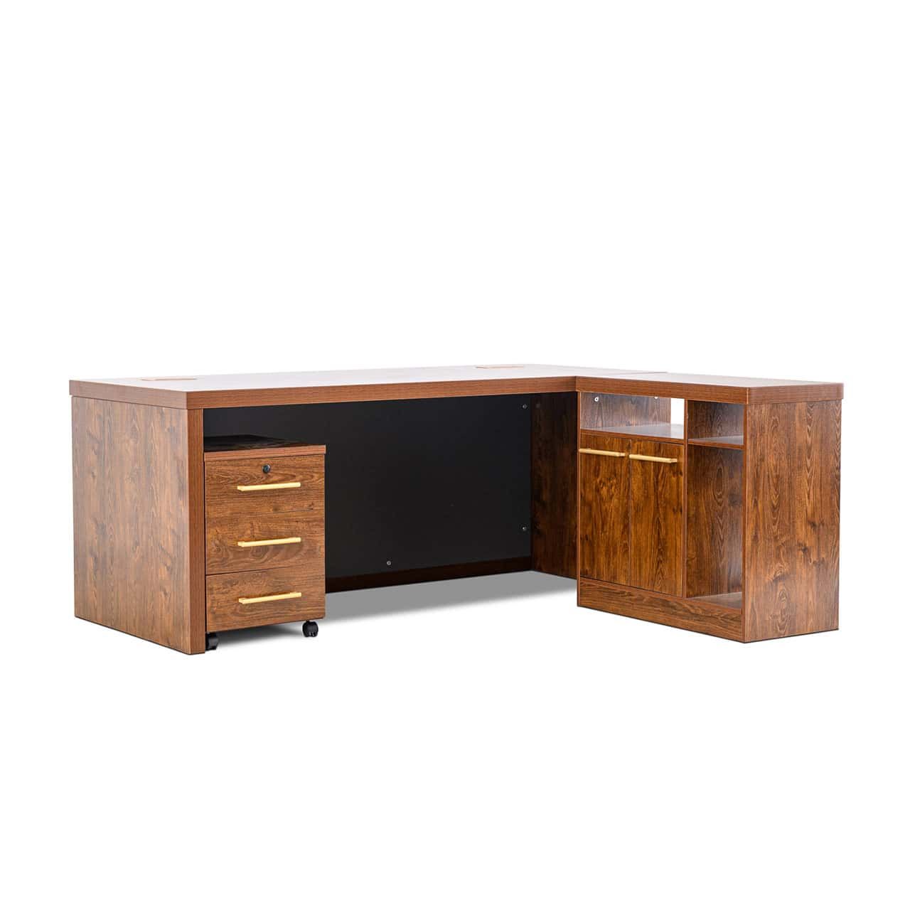 Office Desk with Credenza - Walnut