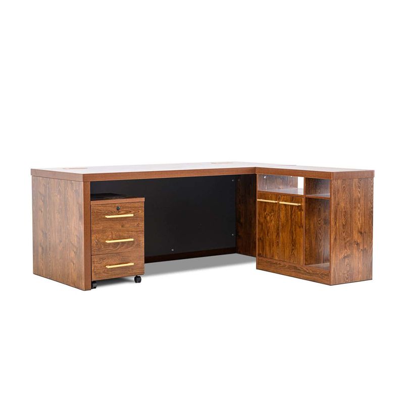 Office Desk with Credenza - Walnut