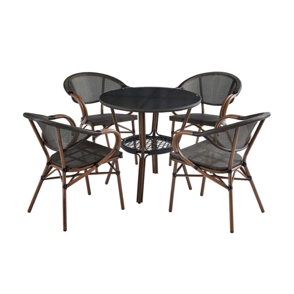 Outdoor Table and Chair Set - Brown