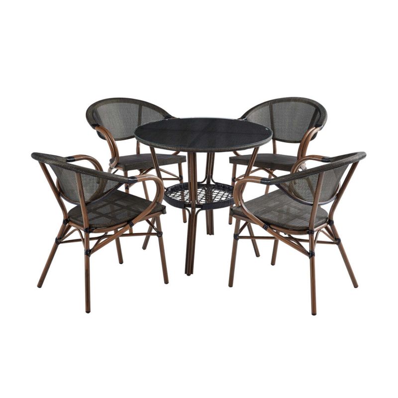 Outdoor Table and Chair Set - Brown
