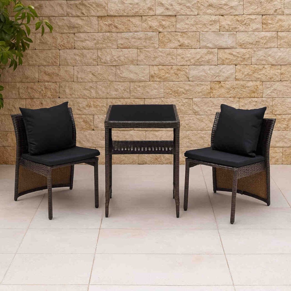 Outdoor Table and Chair Set - Brown