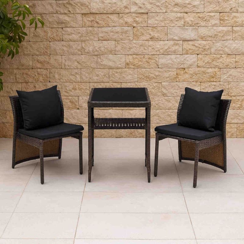 Outdoor Table and Chair Set - Brown