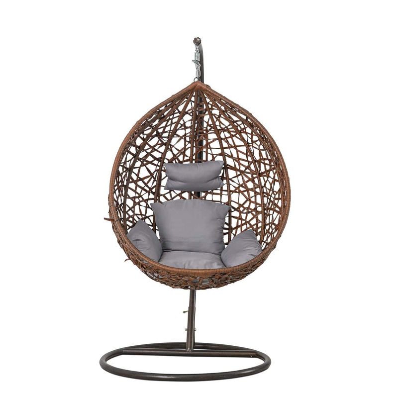 Rocker Wing Chair - Brown Frame + Grey Pillow