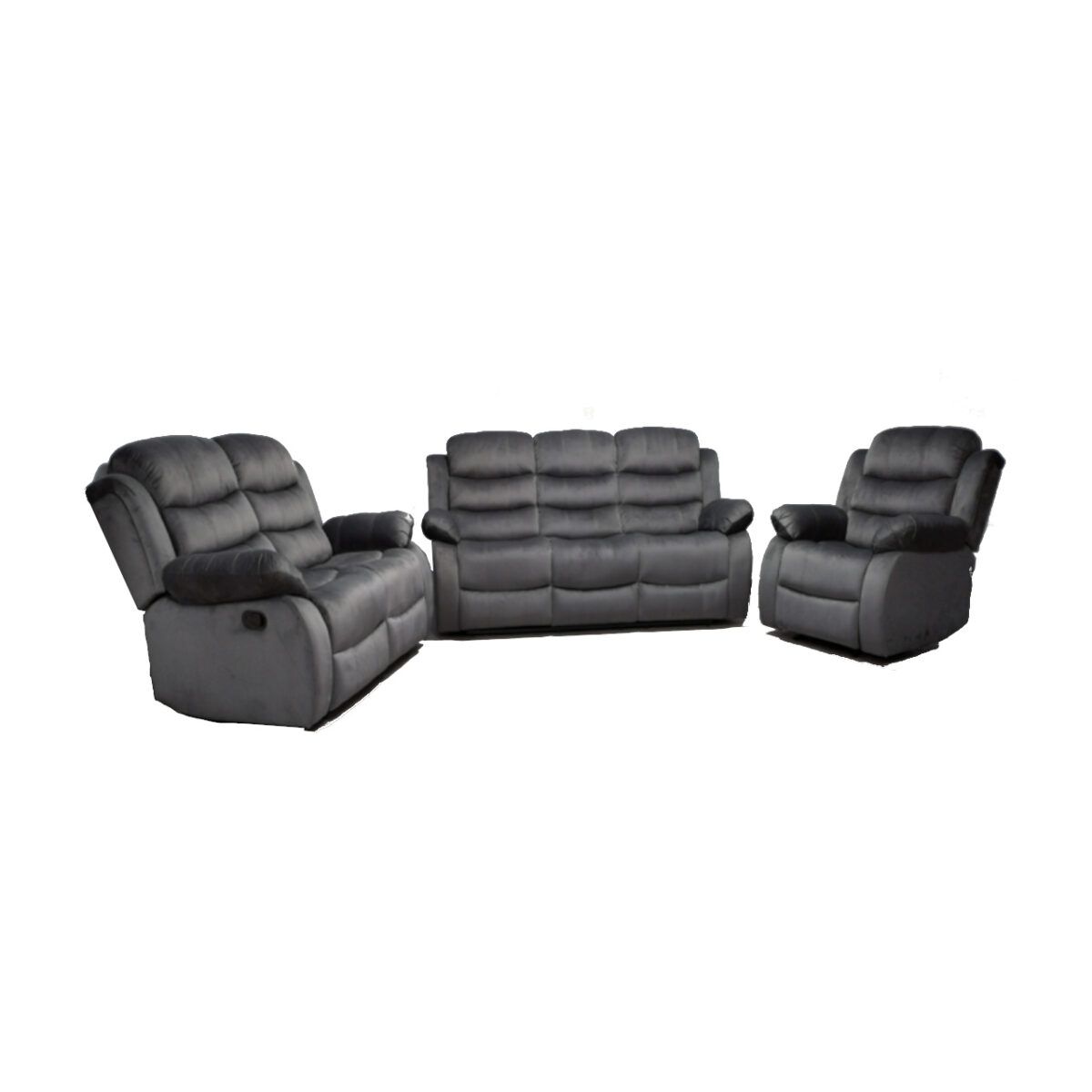 3 Piece Recliner Sofa Set - Grey