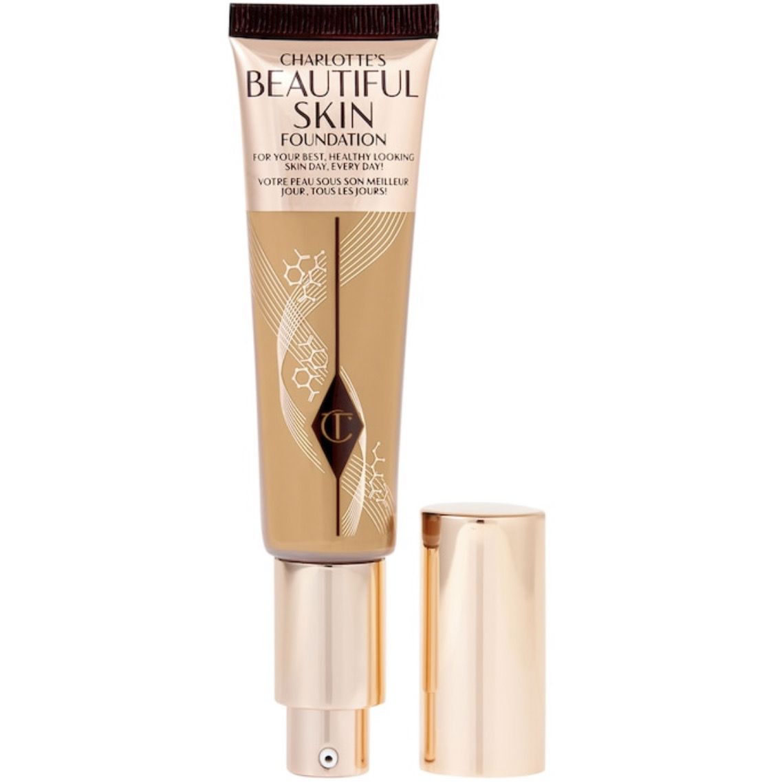 Charlotte Tilbury - Beautiful Skin Medium Coverage Liquid Foundation with Hyaluronic Acid | 8 Warm - medium with warm golden undertones