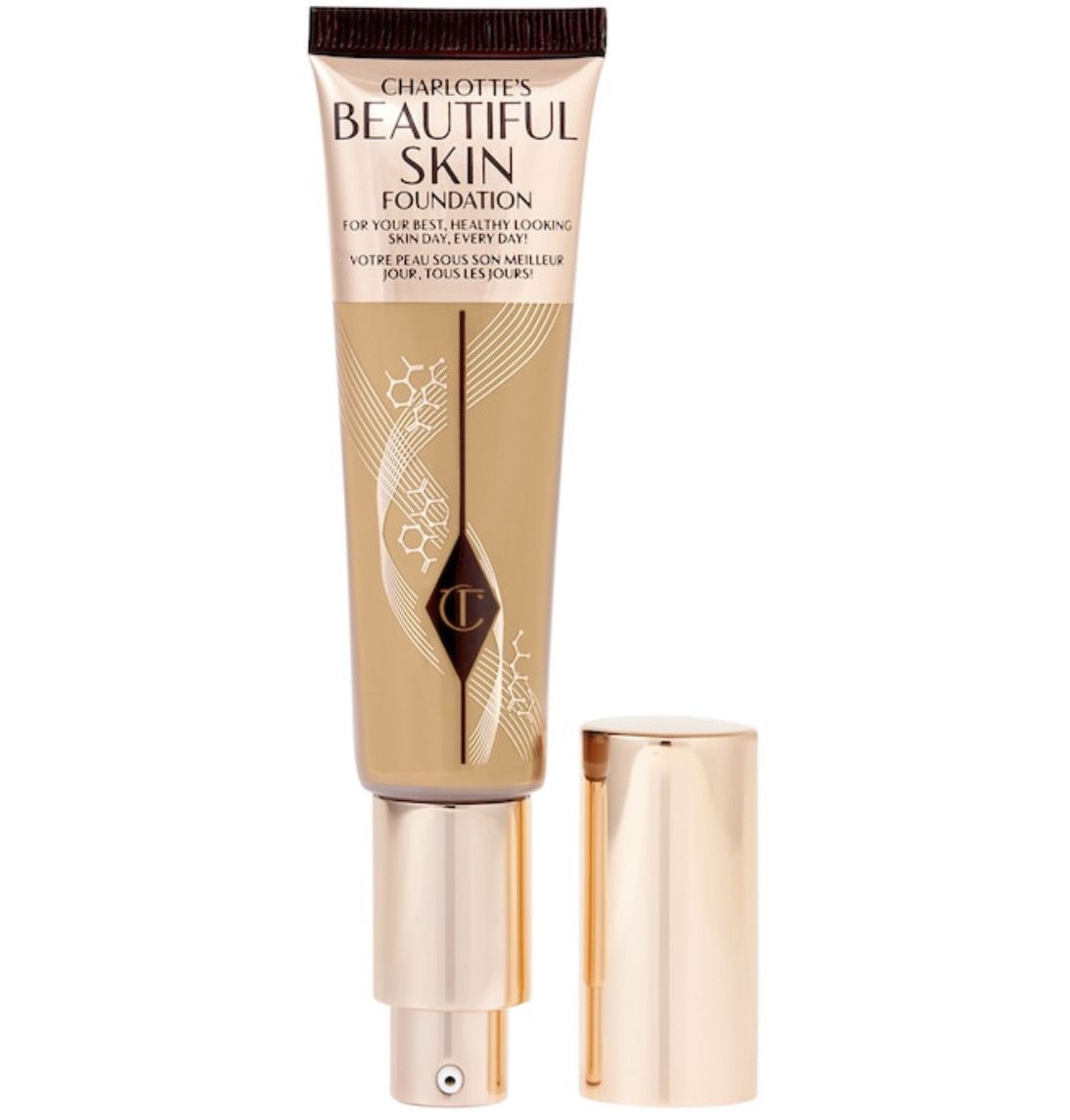 Charlotte Tilbury - Beautiful Skin Medium Coverage Liquid Foundation with Hyaluronic Acid | 7 Warm - medium with warm golden undertones