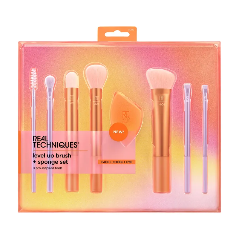 Real Techniques - Level Up Brush + Sponge Set 8 pro-inspired tools