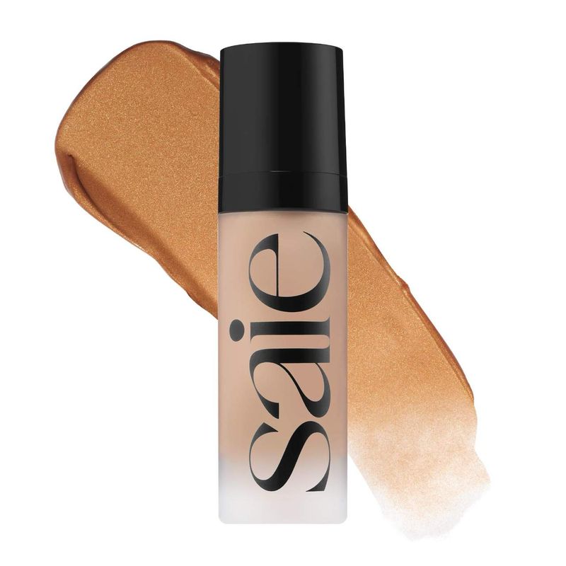Saie - Mini Glowy Super Gel Lightweight Dewy Highlighter | Sunglow - warm golden bronze