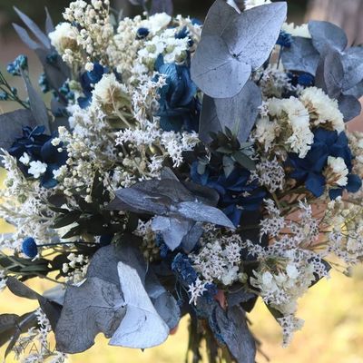 Preserved Mixed Blue &amp; Gray Flowers