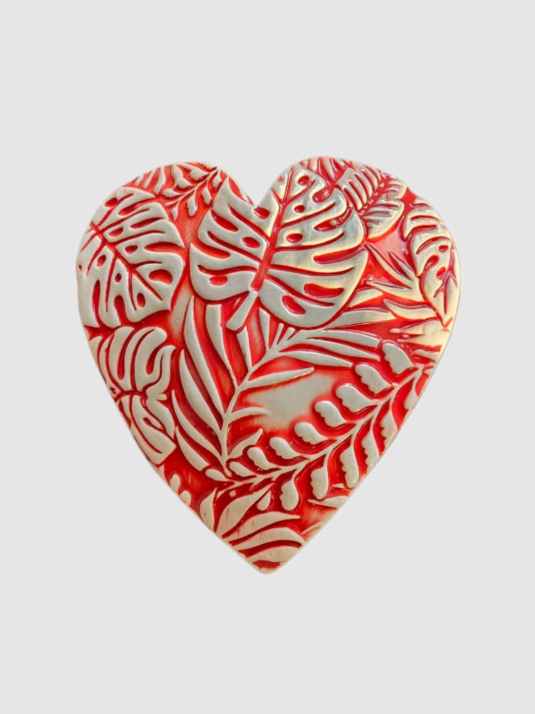 Medium Red Tropical  Puffy Heart