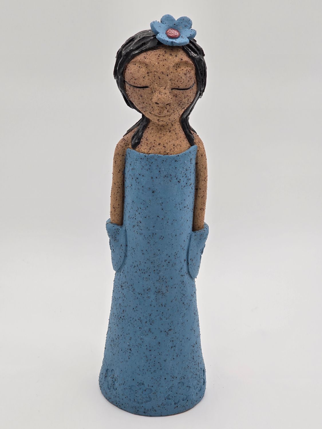 high fired lady in blue