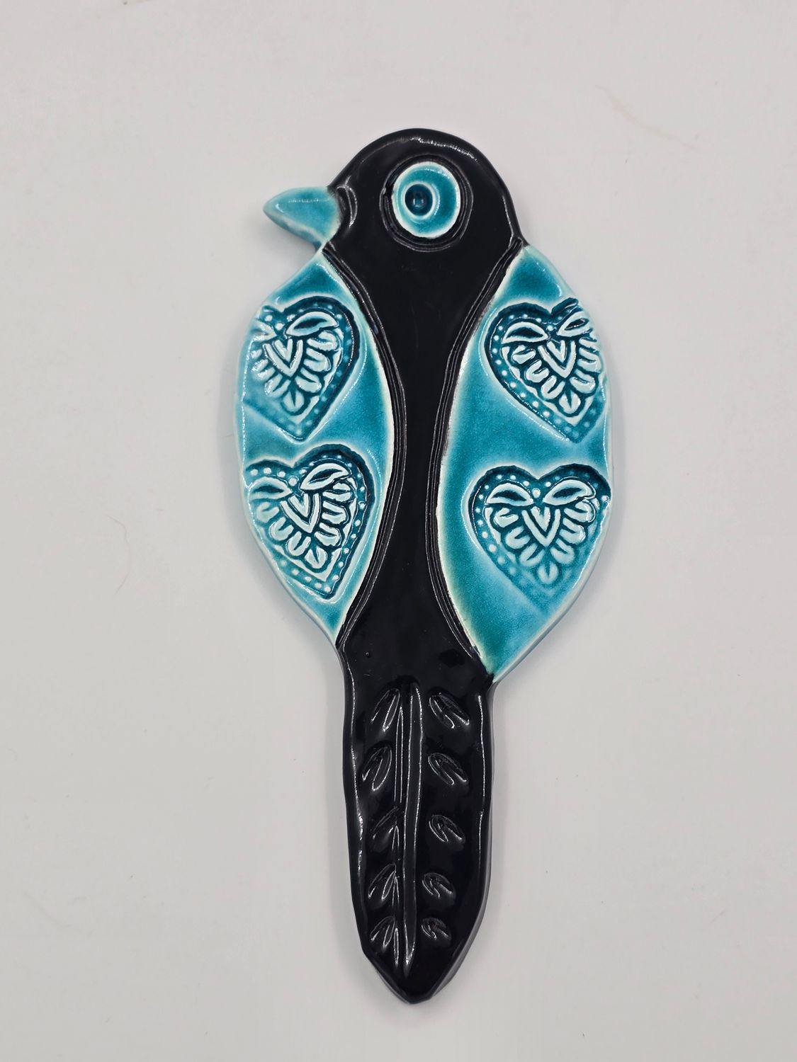 Aqua bird heart print