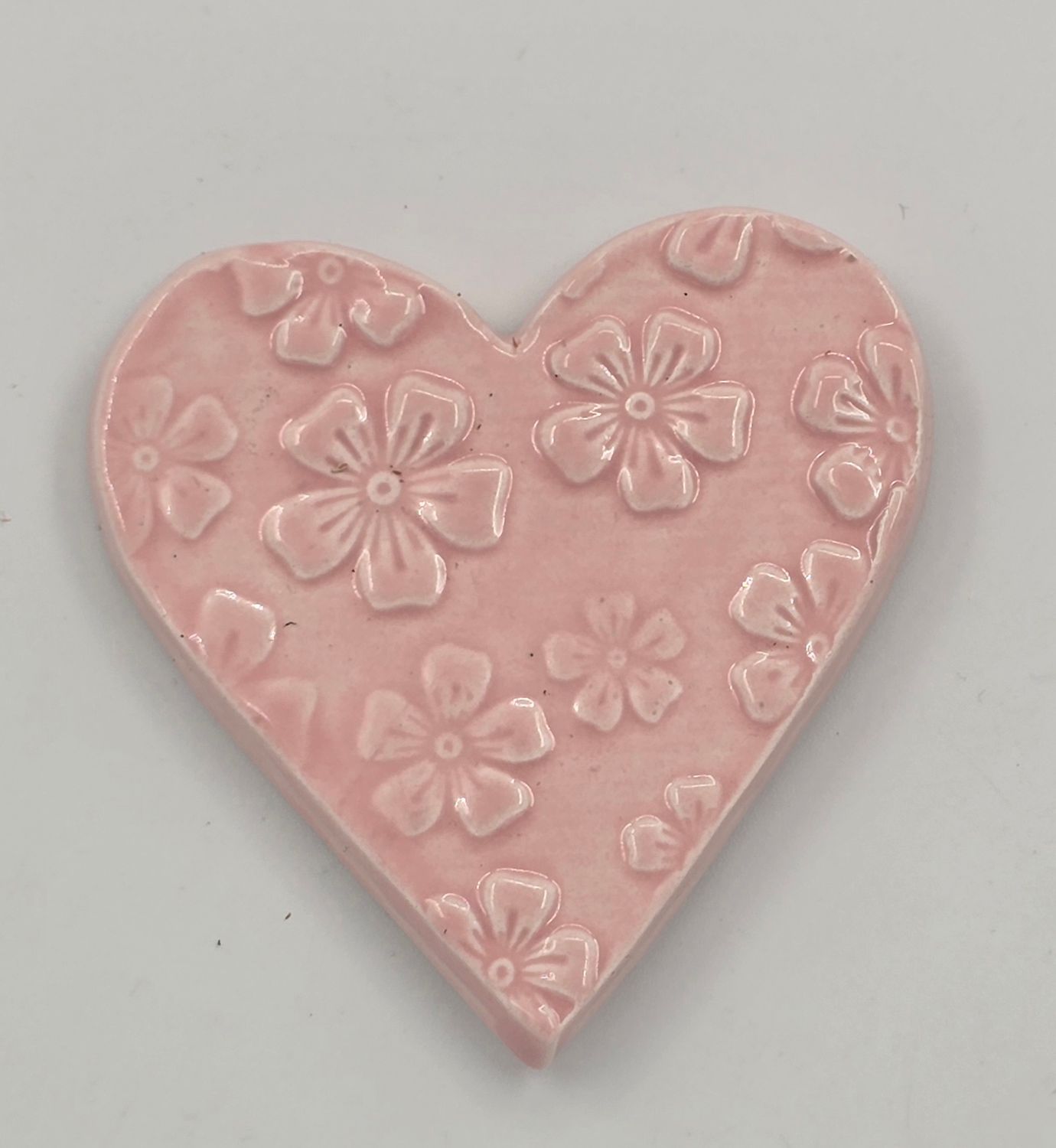 Pink flower pattern heart