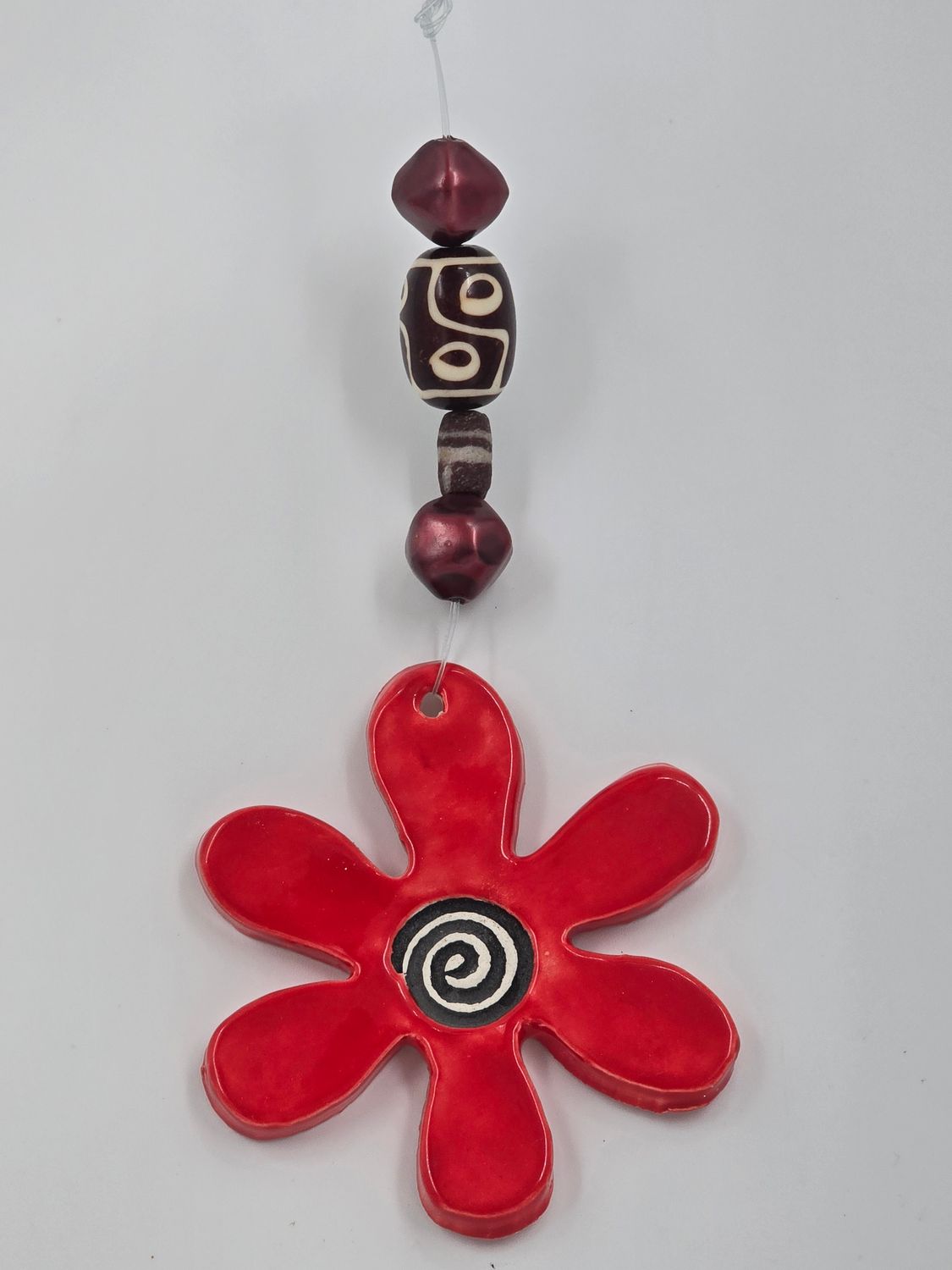 Hanging Red Flower with beads