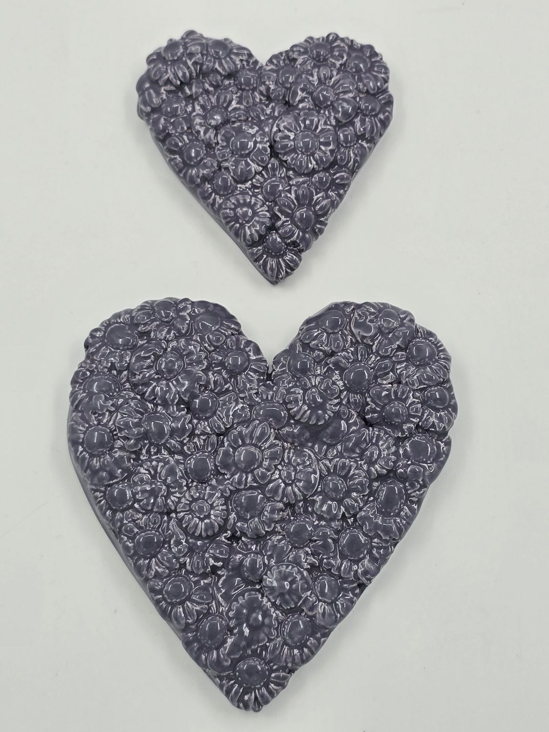 Set of 2 Purple flower hearts