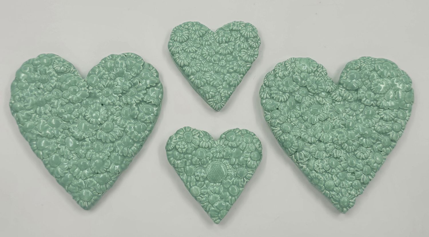 Duck egg green flower heart
