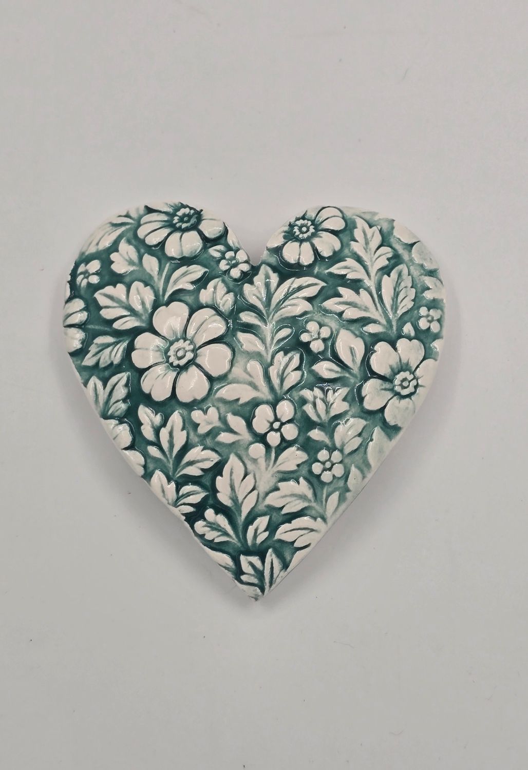 Green Floral curved heart