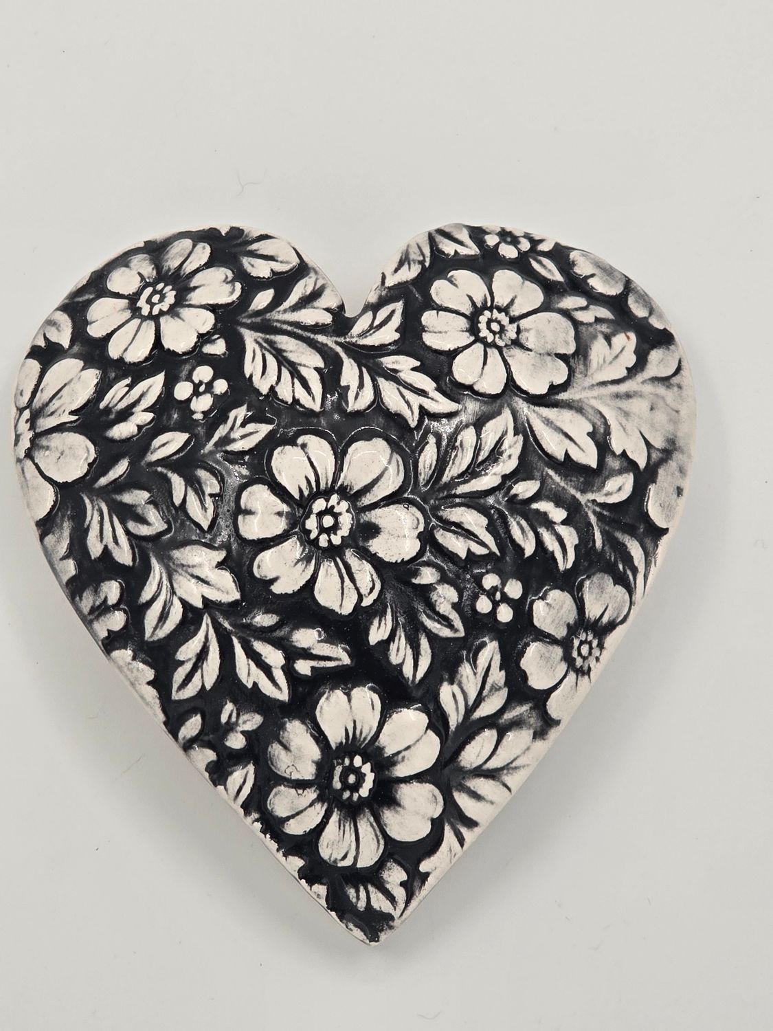 Black floral heart