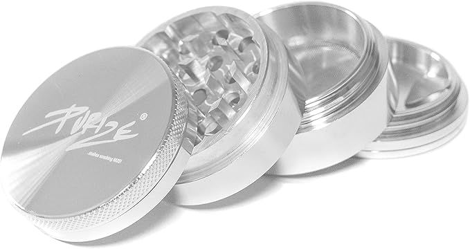 PURIZE Aluminium Kräutermühle (4-teilig) silber - ø 48 mm