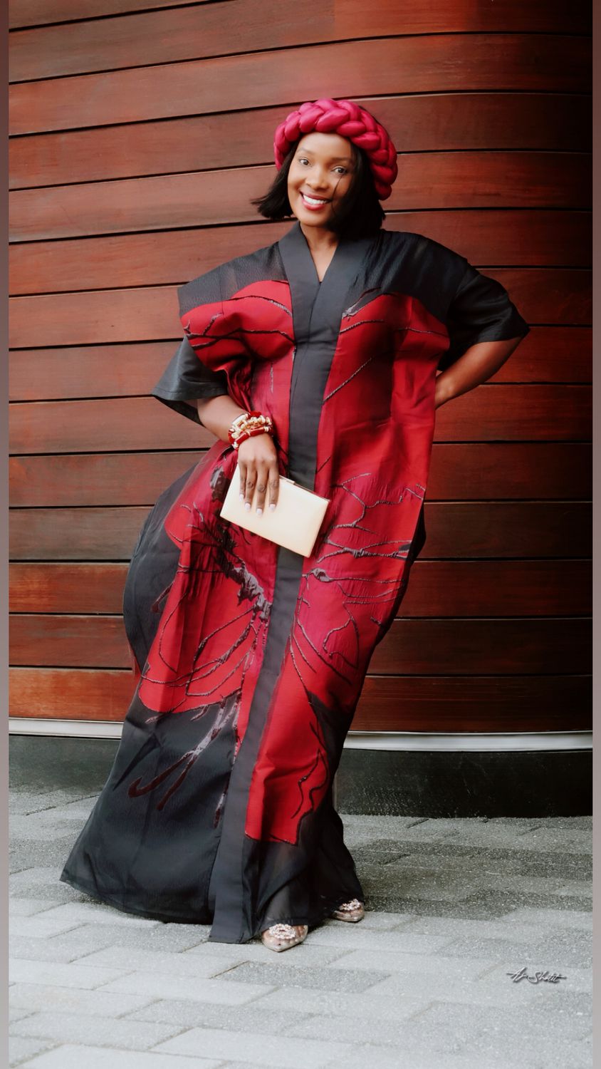 Burgundy bloom african boubou