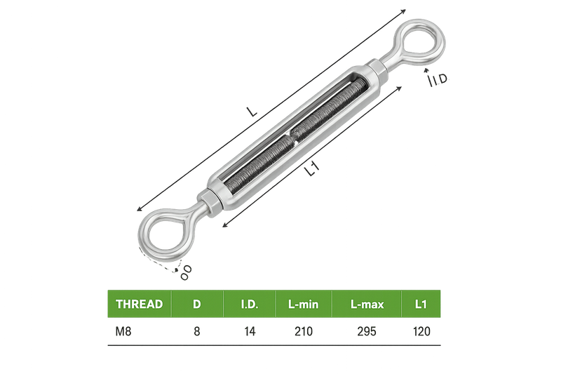 TURNBUCKLE M8 EYE/EYE (SS304)