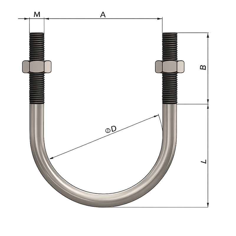 U-BOLT M6 3/4" (SS304) (5-SET/PACK)