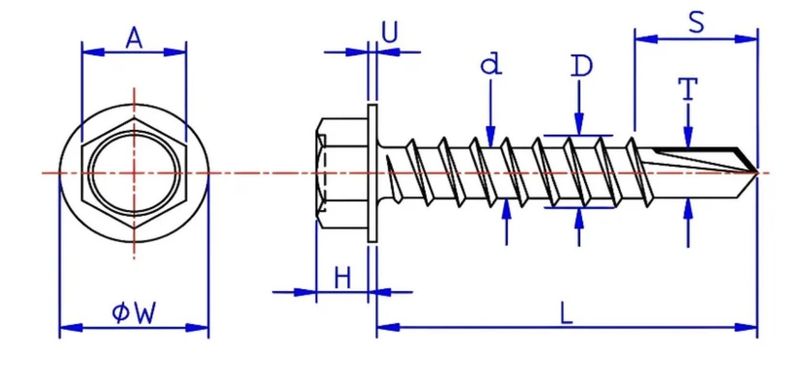MIBET METAL SCREW HEX HEAD L120 MM. SS304 (5-SET/PACK)