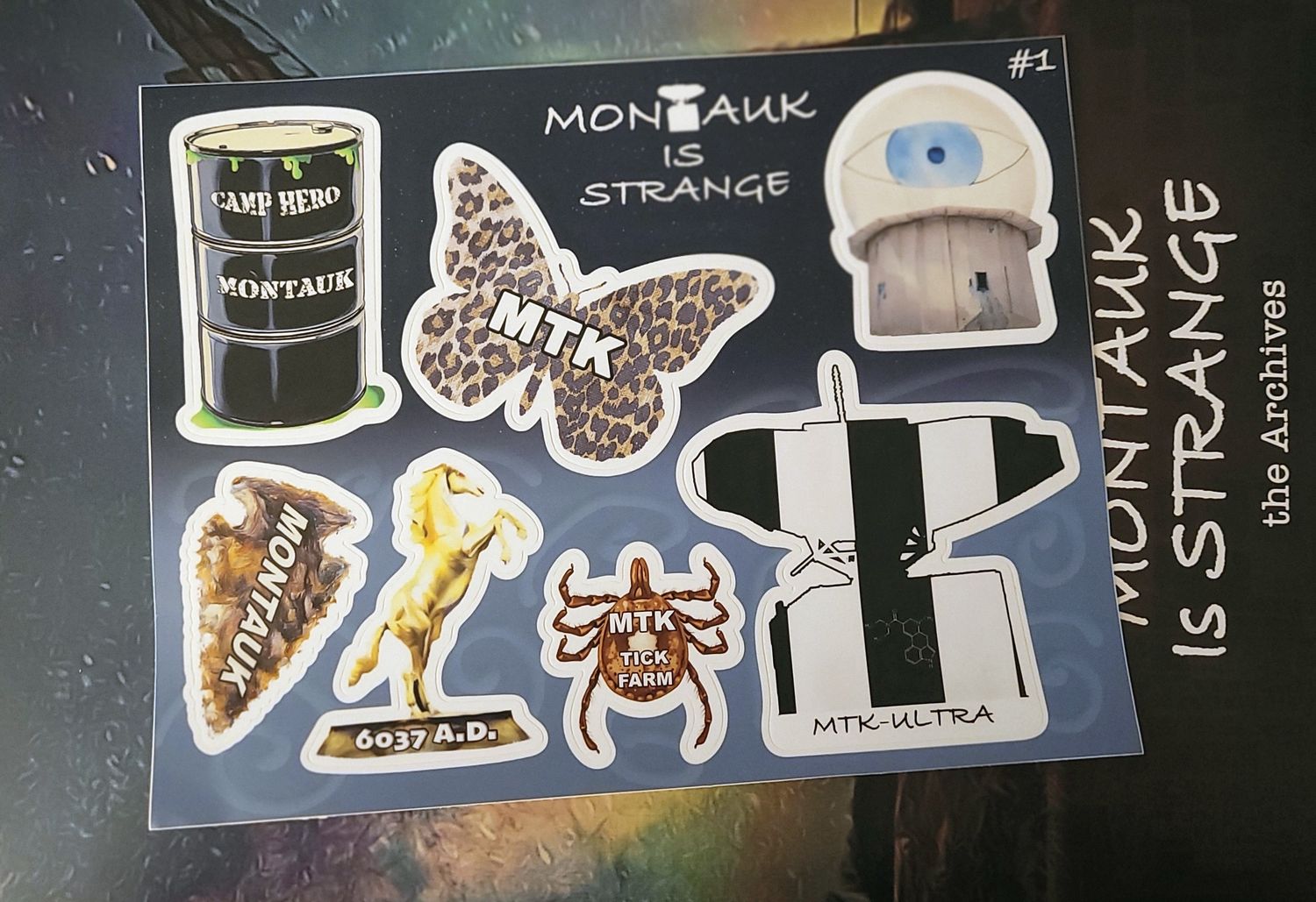 MONTAUK IS STRANGE Custom Art Sticker Sheet #1 Letter Size, 7 Stickers!