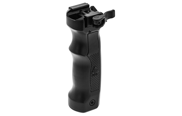 UTG® D Grip® with Ambi. Quick Release Deployable Bipod, Black