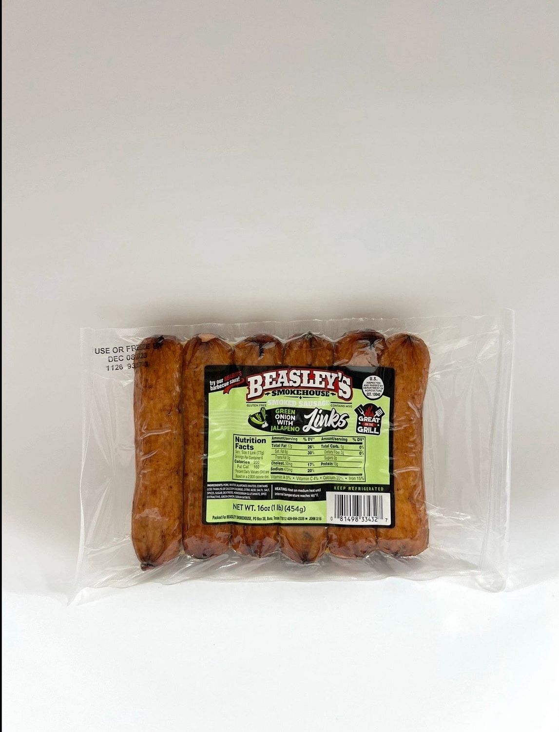 Beasley's Smokehouse Green Onion Sausage Links