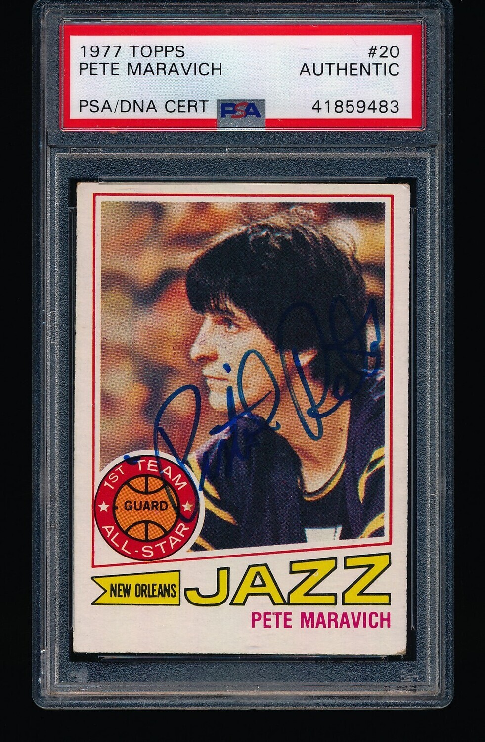 1977 Topps Signed Autographed 'PISTOL' PETE MARAVICH #20 PSA/DNA A