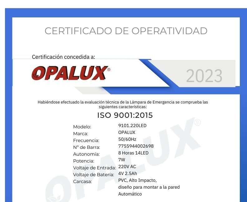 Luz de Emergencia opalux 9101 | comprar online y envios
