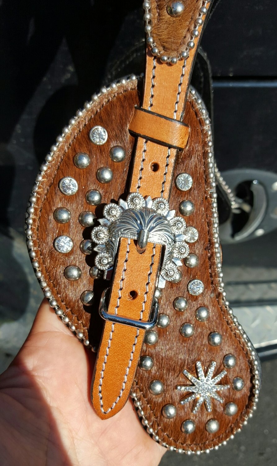 Spur Straps Hair On Hide