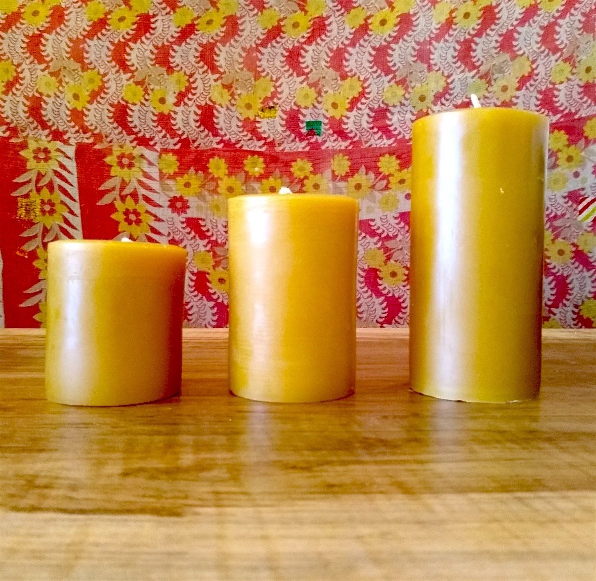 Beeswax Candle Pillars, Set of 3
