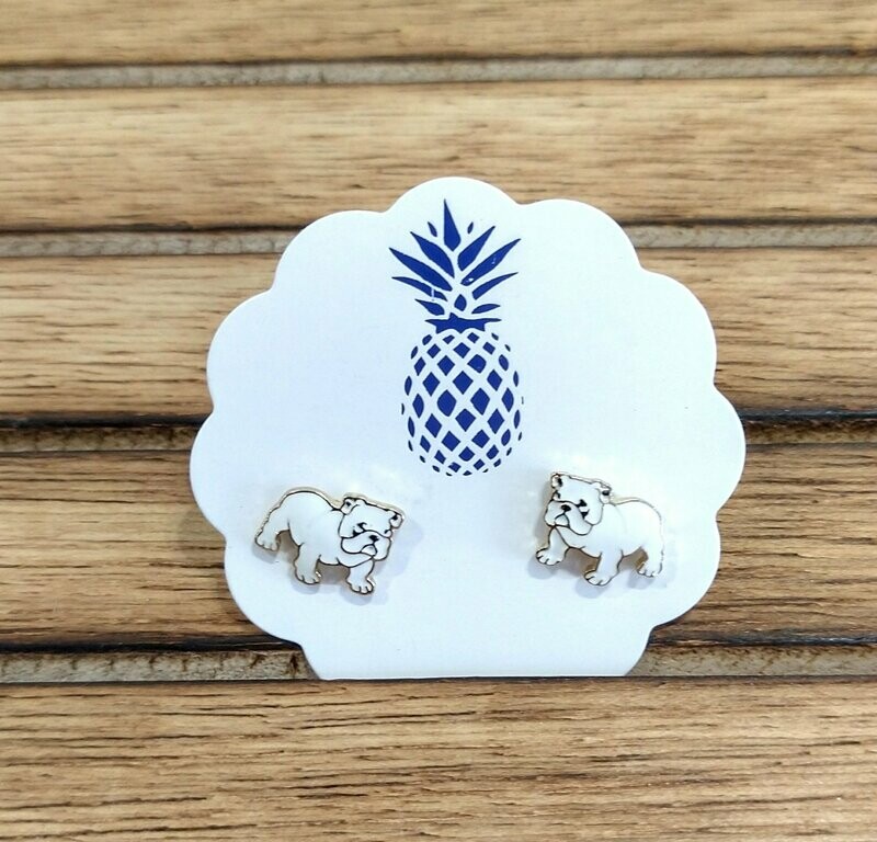 Earrings ~ Bulldog Enamel Stud Earrings