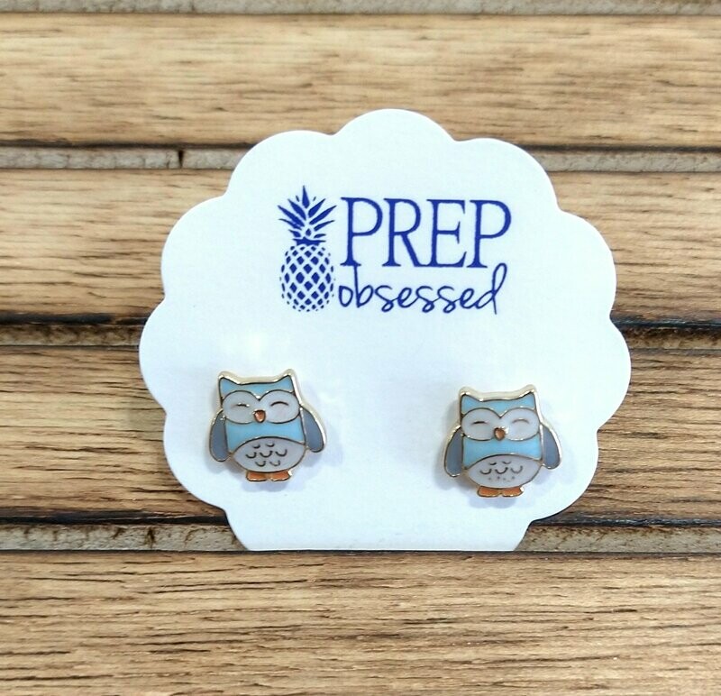 Earrings ~ Owl Enamel Stud Earrings