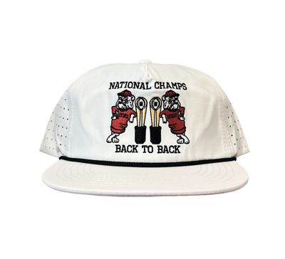 Hat - UGA National Champions Back to Back, White Perforated