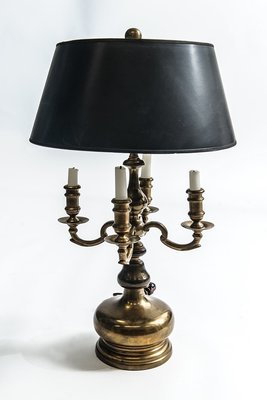 19th c. Bouillotte Lamp with Black Shade