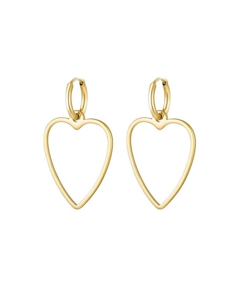 Oorbellen basic hart Goud Stainless Steel.