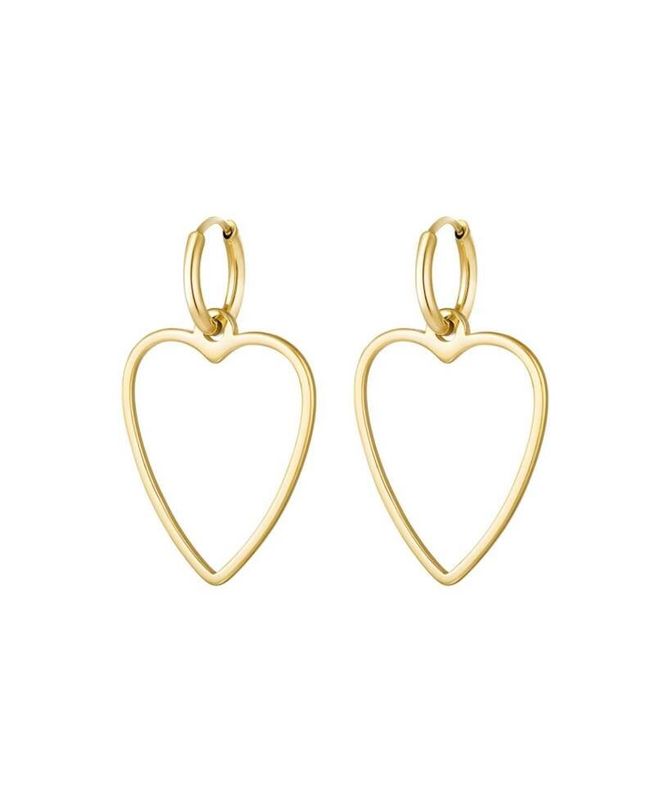 Oorbellen basic hart Goud Stainless Steel.