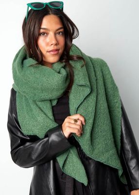 Zachte wintersjaal - Polyester Donkergroen.