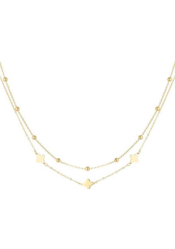 Ketting dubbel klaver/bolletjes.